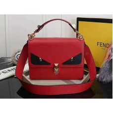 Geantă Fendi Kan I din piele neagră, roșie, f5533