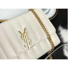 Geanta Saint Laurent Vicky Medium din piele de miel Matelass? Alb