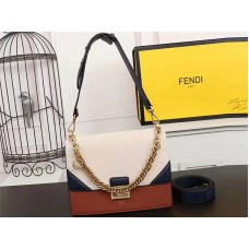 Geantă Fendi Kan I din piele de vițel crem