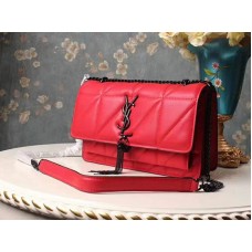 Saint Laurent Jamie Medium Carre Rive în piele Clafskin roșu
