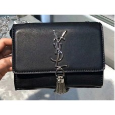 Portofel Saint Laurent Kate cu lanț din piele de vițel negru