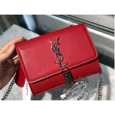 Portofel Saint Laurent Kate cu lanț din piele de vițel roșu
