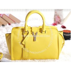Yves Saint Laurent Geantă de damă Cabas Chyc Original din piele, galben lămâie