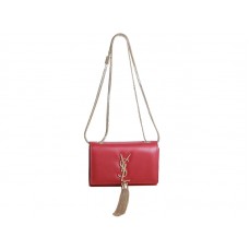 Geantă Yves Saint Laurent Mini Monogram din piele originală, roșie