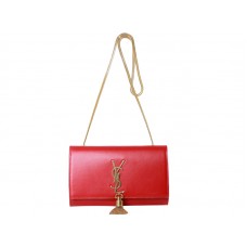 Geantă mică Yves Saint Laurent Monogram din piele originală roșie