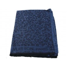 Eșarfă Louis Vuitton cu imprimeu leopard albastru