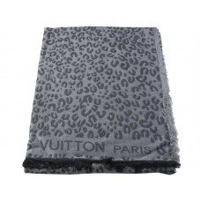Eșarfă Louis Vuitton cu imprimeu leopard gri