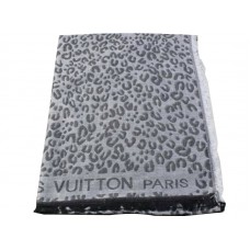 Eșarfă Louis Vuitton cu imprimeu leopard gri deschis