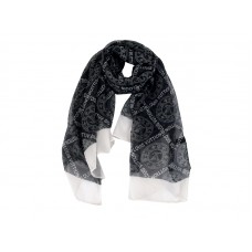 Eșarfă Louis Vuitton Monogram Flowers and Signature cu efect perforat, neagră