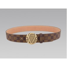 Curea Louis Vuitton 1904 Damier cu cataramă aurie antichizată
