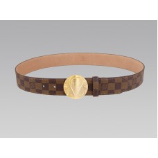 Curea Louis Vuitton 1904 Damier cu cataramă aurie