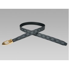 Curea Louis Vuitton Damier Graphite Classic cu cataramă aurie