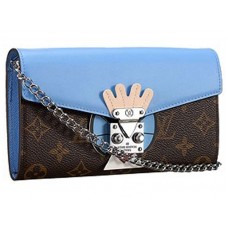 Portofel Louis Vuitton cu lanț și mască tribală Monogram, albastru
