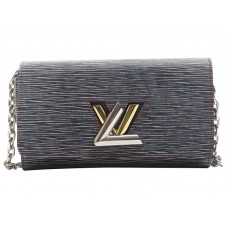 Portofel Louis Vuitton Epi din piele cu lanț răsucit, denim negru