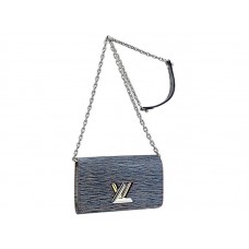 Portofel Louis Vuitton Epi din piele cu lanț răsucit, denim închis