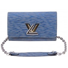 Portofel Louis Vuitton Epi din piele cu lanț răsucit Denim Light