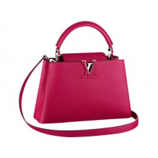 Geantă Louis Vuitton Capucines Bb roz fluorescent