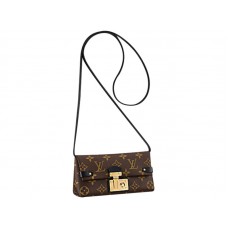 Portofel Louis Vuitton cu lanț triunghiular din pânză cu monogramă