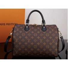 Geantă Louis Vuitton Monogram Canvas Speedy Bandouliere 30 cu finisaje din piele neagră
