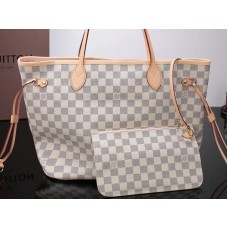Louis Vuitton Damier Azur Canvas Neverfull Mm Pink Balerina n41605