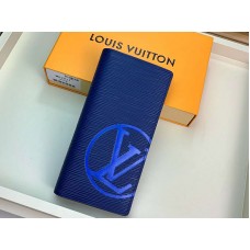 Portofel Louis Vuitton Epi din piele Brazza bleumarin cu inițiale albastre m67911