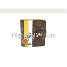 Portofel compact cu fermoar Louis Vuitton Monogram Groom galben